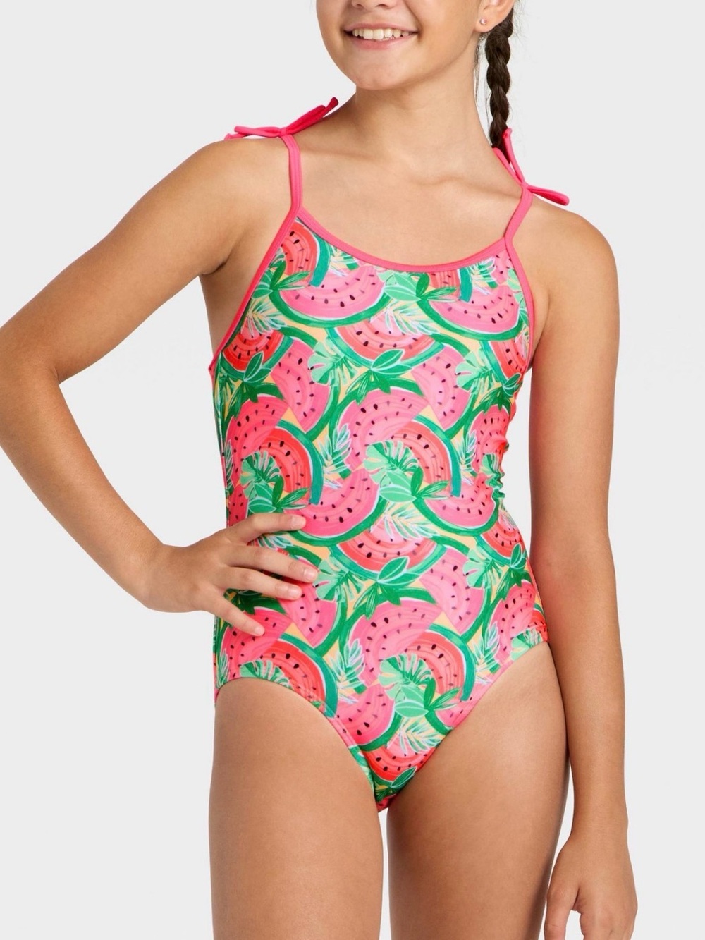 Cat & Jack Pink Watermelon Print One-Piece Swimsuit